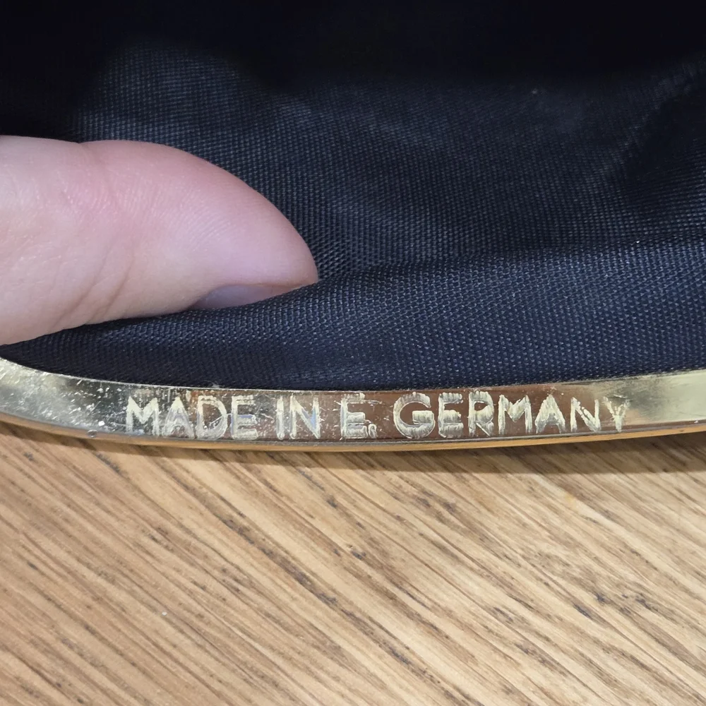 Vintage East German Black Floral Petit Pointe Kisslock Evening Bag - Picture 7 of 8